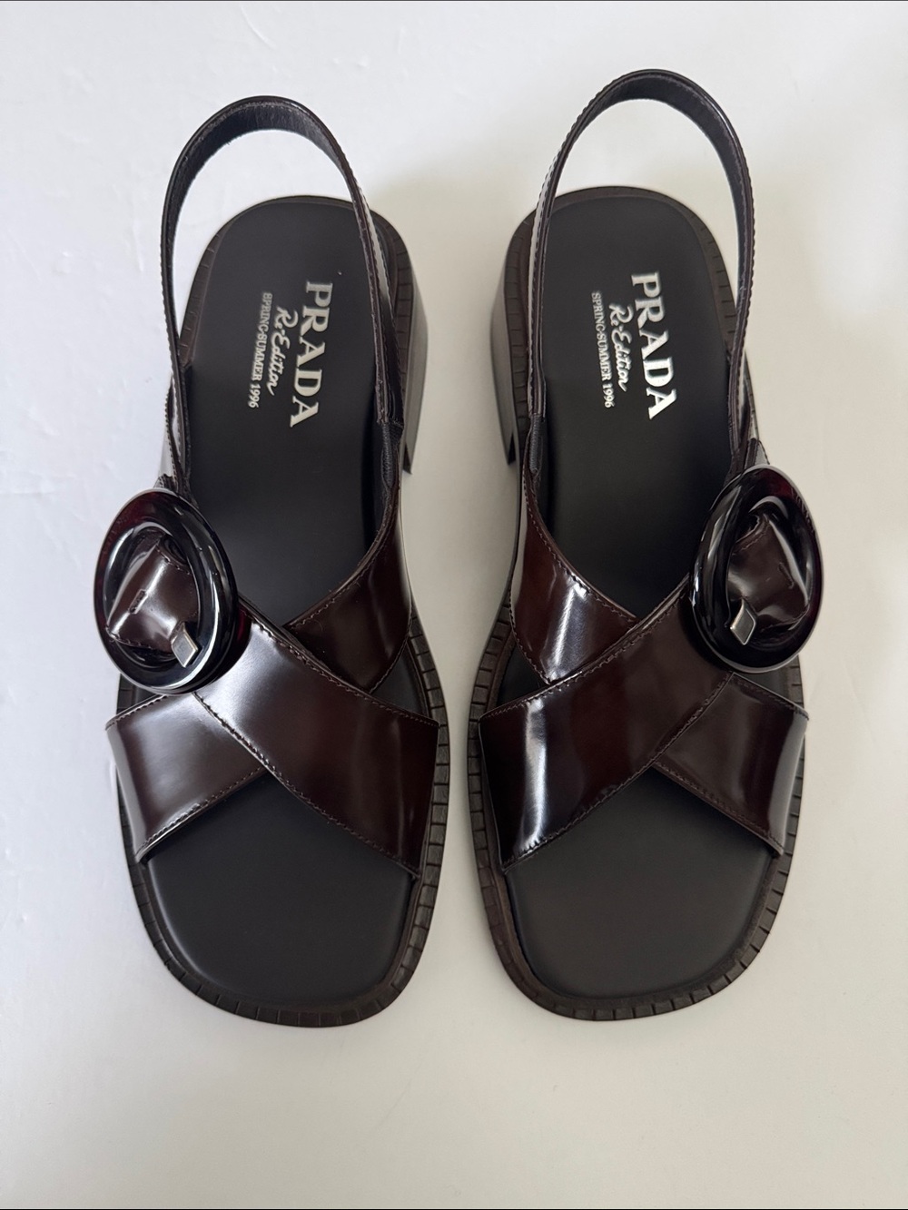 Authentic Prada Re-Edition Spring-Summer 1996 Leather Buckle Sandals